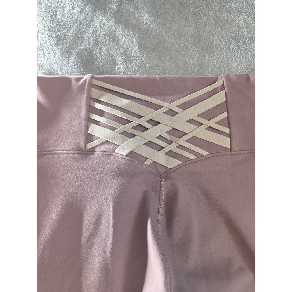 Fabletics PowerHold High Waisted Lattice Back Leggings Mauve XL Purple Pink - Picture 5 of 8